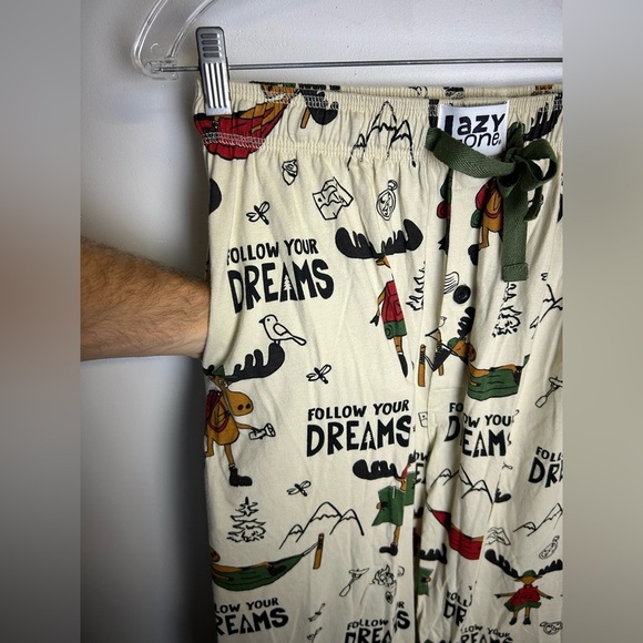Lazy one Pajama Pants Drawstring Novelty Print Pull on elastic waist M Cotton - Picture 3 of 13
